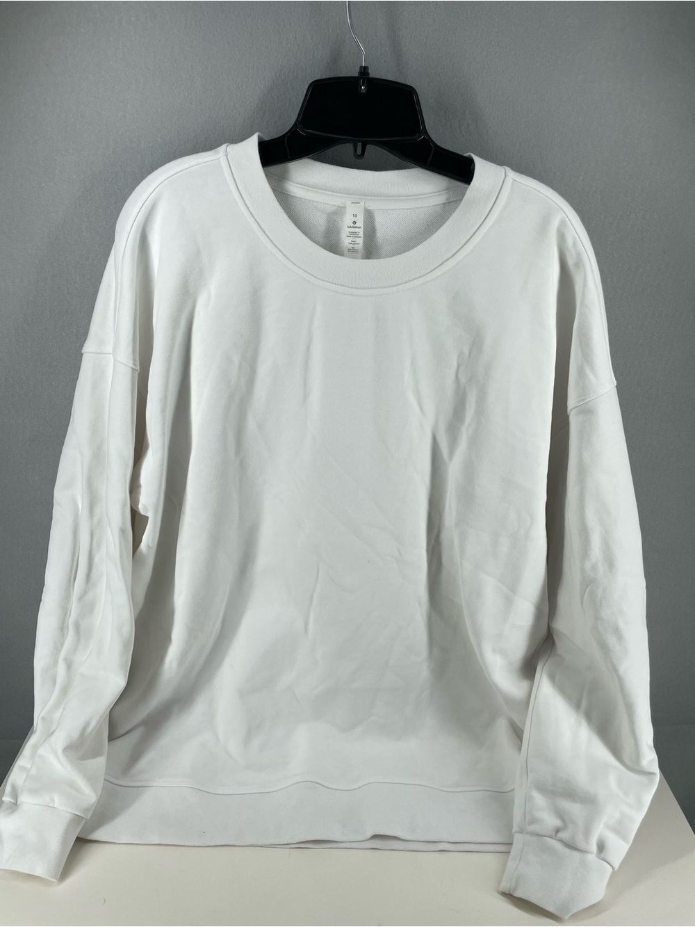 lululemon White Crew Neck Pullover Sweatshirt Relaxed Fit Women's Size 10